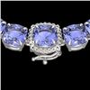 Image 1 : 100 ctw Tanzanite & Diamond Micro Eternity Necklace 14k White Gold - REF-1618H2R