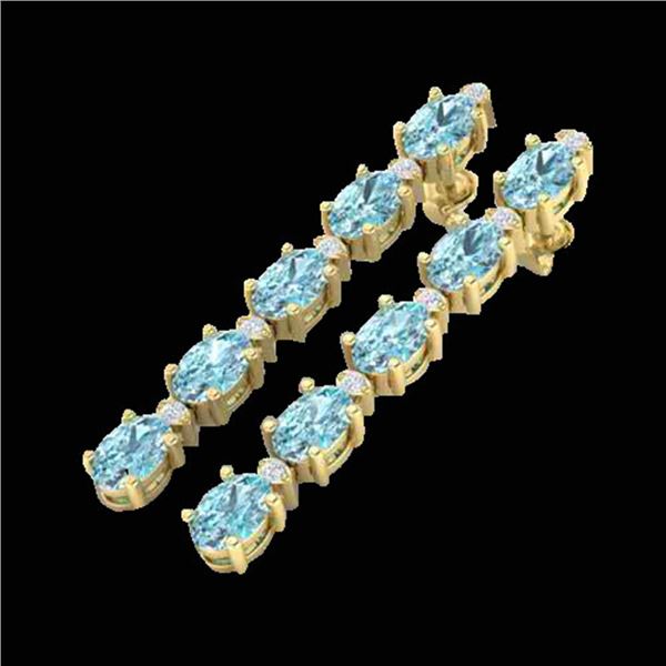 15.47 ctw Sky Blue Topaz & VS/SI Certified Diamond Earrings 10k Yellow Gold - REF-81N8F