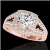 Image 1 : 1.65 ctw Certified Diamond Solitaire Halo Ring 10k Rose Gold - REF-270R2K