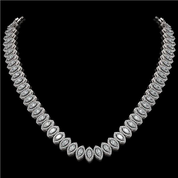 26.11 ctw Marquise Cut Diamond Micro Pave Necklace 18K White Gold - REF-2240R2K