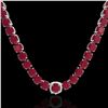 Image 2 : 116 ctw Ruby & Diamond Micro Eternity Necklace 14k White Gold - REF-581X8A