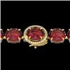 Image 1 : 65 ctw Pink Tourmaline & Micro VS/SI Diamond Bracelet 14k Yellow Gold - REF-981A8N