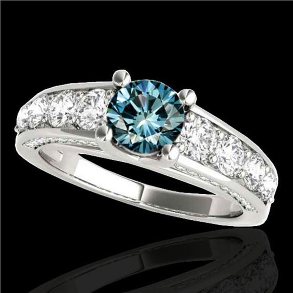 2.55 ctw SI Certified Fancy Blue Diamond Solitaire Ring 10k White Gold - REF-190M9G