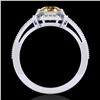 Image 3 : 1 ctw Intense Fancy Yellow Diamond Art Deco Ring 18k White Gold - REF-200K2Y