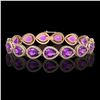 Image 1 : 20.3 ctw Amethyst & Diamond Micro Pave Halo Bracelet 10k Rose Gold - REF-282F9M