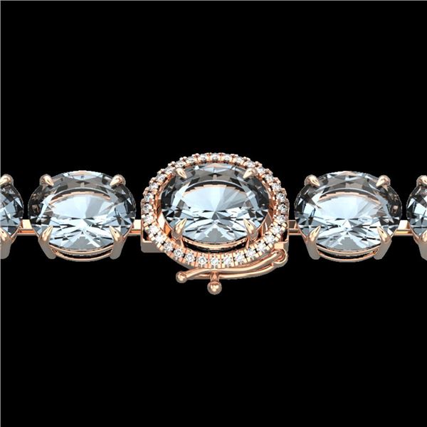 79 ctw Sky Blue Topaz & Micro Diamond Bracelet 14k Rose Gold - REF-229A3N