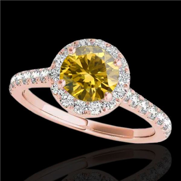 1.70 ctw Certified SI/I Fancy Intense Yellow Diamond Ring 10k Rose Gold - REF-257G8W