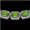 Image 3 : 73.41 ctw Peridot & Diamond Micro Pave Halo Necklace 10k White Gold - REF-888A2N