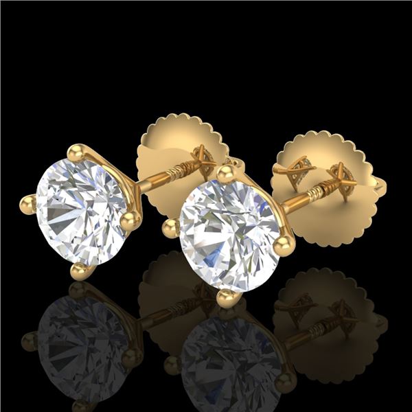 1.5 ctw VS/SI Diamond Solitaire Art Deco Stud Earrings 18k Yellow Gold - REF-208K6Y