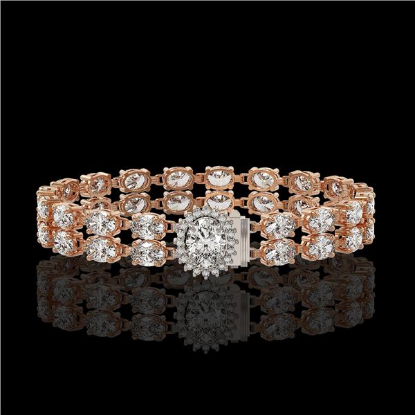 13.54 ctw Oval Diamond Bracelet 18K Rose Gold - REF-1529F6M