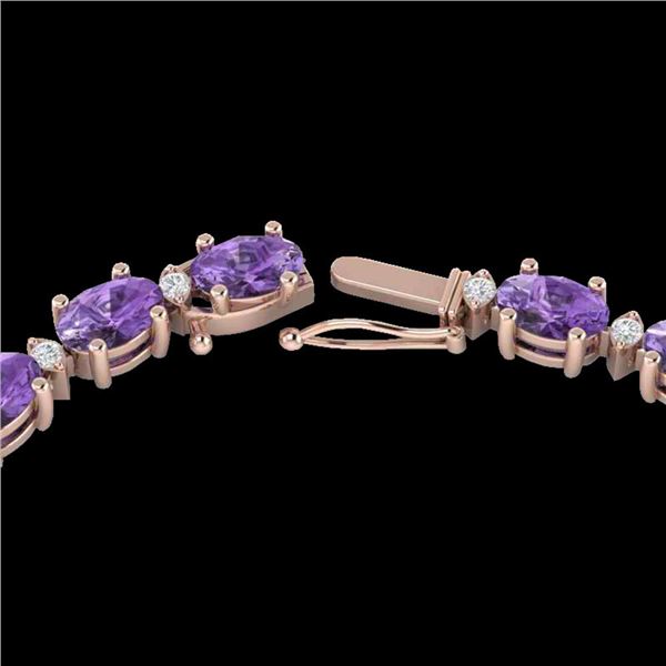 28 ctw Amethyst & VS/SI Diamond Certified Eternity Necklace 10k Rose Gold - REF-146W5H