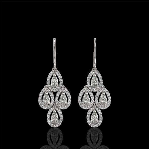 3.07 ctw Pear Cut Diamond Micro Pave Earrings 18K White Gold - REF-269K2Y