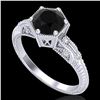 Image 1 : 1.17 ctw Fancy Black Diamond Engagment Art Deco Ring 18k White Gold - REF-85Y5X