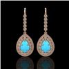 Image 1 : 7.95 ctw Turquoise & Diamond Victorian Earrings 14K Rose Gold - REF-241R5K