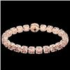 Image 2 : 35 ctw Morganite & Micro Pave Diamond Bracelet 14k Rose Gold - REF-494K4Y