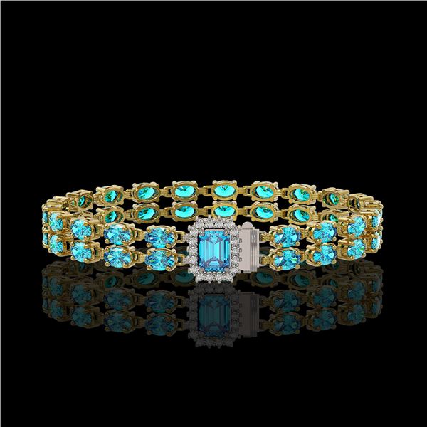 17.24 ctw Swiss Topaz & Diamond Bracelet 14K Yellow Gold - REF-236M4G