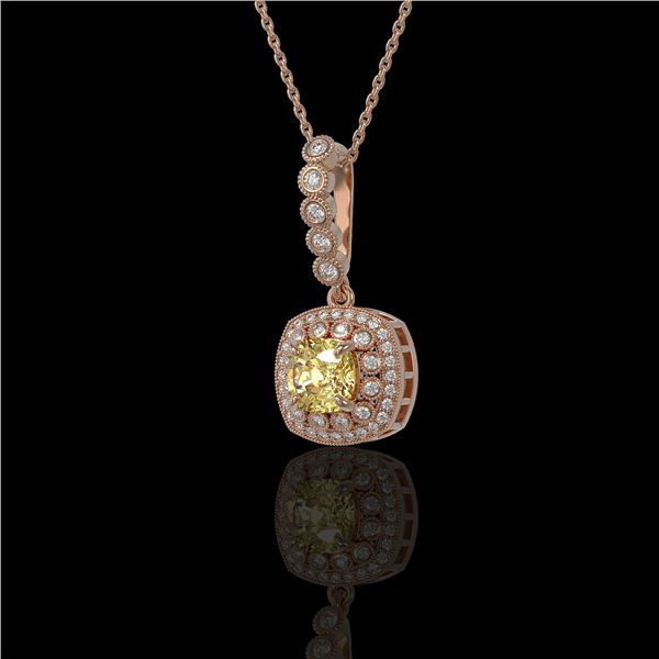 1.95 ctw Canary Citrine & Diamond Victorian Necklace 14K Rose Gold - REF-69A6N