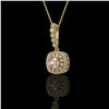 Image 1 : 2.15 ctw Morganite & Diamond Victorian Necklace 14K Yellow Gold - REF-86W8H