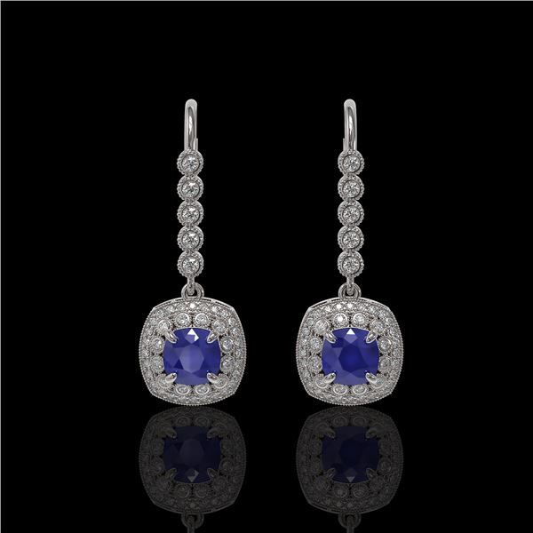 5.1 ctw Certified Sapphire & Diamond Victorian Earrings 14K White Gold - REF-172M8G