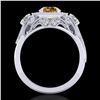 Image 3 : 2.11 ctw Intense Fancy Yellow Diamond Art Deco Ring 18k White Gold - REF-283K6Y