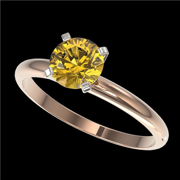 1.04 ctw Certified Intense Yellow Diamond Engagment Ring 10k Rose Gold - REF-153A4N