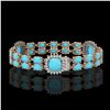 Image 2 : 15.27 ctw Turquoise & Diamond Bracelet 14K Rose Gold - REF-263A6N