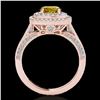 Image 2 : 2 ctw Certified SI/I Fancy Intense Yellow Diamond Halo Ring 10k Rose Gold - REF-231H8R