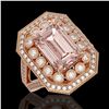 Image 1 : 6.08 ctw Certified Morganite & Diamond Victorian Ring 14K Rose Gold - REF-226H4R