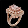 Image 2 : 6.08 ctw Certified Morganite & Diamond Victorian Ring 14K Rose Gold - REF-226H4R