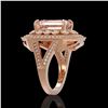 Image 3 : 6.08 ctw Certified Morganite & Diamond Victorian Ring 14K Rose Gold - REF-226H4R