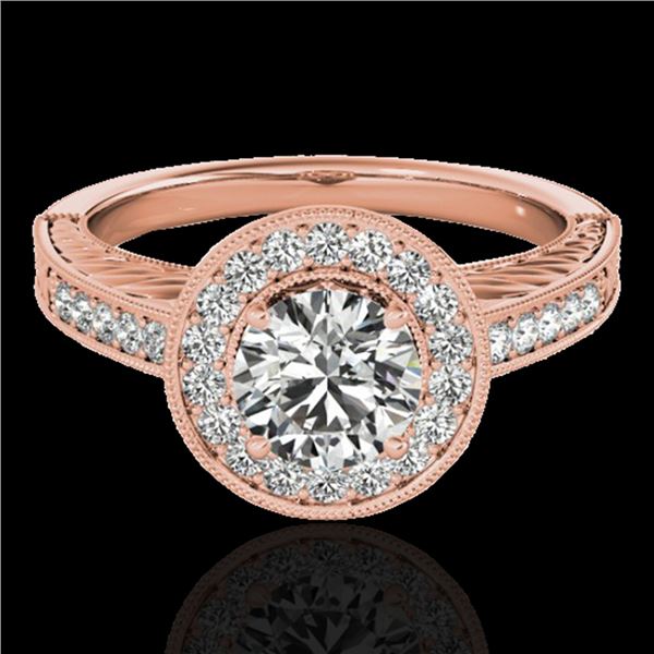 1.5 ctw Certified Diamond Solitaire Halo Ring 10k Rose Gold - REF-231X8A