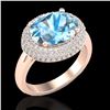 Image 1 : 5 ctw Sky Blue Topaz & Micro Pave VS/SI Diamond Ring 14k Rose Gold - REF-90A2N