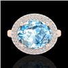 Image 2 : 5 ctw Sky Blue Topaz & Micro Pave VS/SI Diamond Ring 14k Rose Gold - REF-90A2N