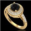 Image 1 : 1.7 ctw Fancy Black Diamond Engagment Art Deco Ring 18k Yellow Gold - REF-143M6G