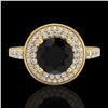 Image 2 : 1.7 ctw Fancy Black Diamond Engagment Art Deco Ring 18k Yellow Gold - REF-143M6G