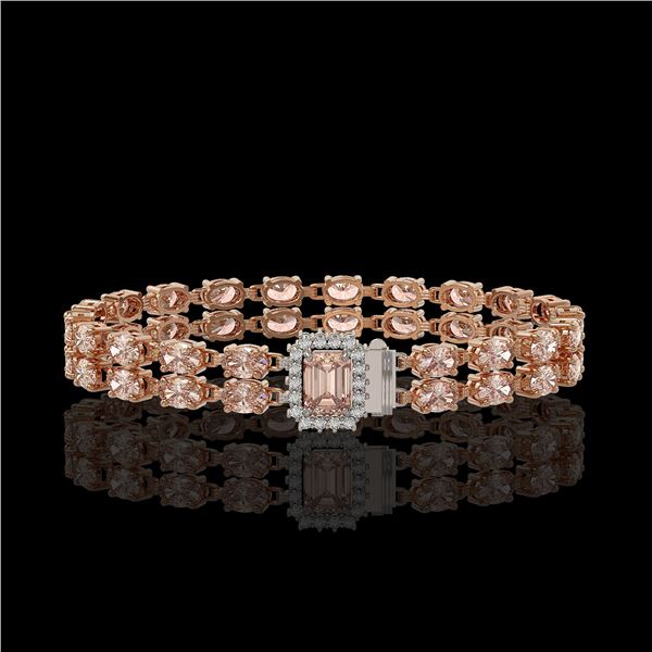 16.35 ctw Morganite & Diamond Bracelet 14K Rose Gold - REF-236R4K