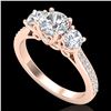 Image 1 : 1.67 ctw VS/SI Diamond Solitaire Art Deco 3 Stone Ring 18k Rose Gold - REF-281W8H