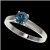 Image 1 : 0.73 ctw Certified Intense Blue Diamond Engagment Ring 10k White Gold - REF-57M8G