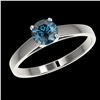 Image 2 : 0.73 ctw Certified Intense Blue Diamond Engagment Ring 10k White Gold - REF-57M8G