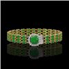 Image 1 : 20.93 ctw Jade & Diamond Bracelet 14K Yellow Gold - REF-281A8N