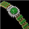 Image 2 : 20.93 ctw Jade & Diamond Bracelet 14K Yellow Gold - REF-281A8N