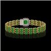 Image 3 : 20.93 ctw Jade & Diamond Bracelet 14K Yellow Gold - REF-281A8N