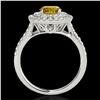 Image 2 : 1.5 ctw Certified SI Intense Yellow Diamond Halo Ring 10k White Gold - REF-197K8Y