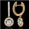 Image 2 : 1.75 ctw Micro Pave VS/SI Diamond Certified Earrings 18k Yellow Gold - REF-219W8H