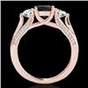 Image 2 : 1.75 ctw Certified VS Black Diamond 3 Stone Ring 10k Rose Gold - REF-80M6G