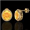 Image 2 : 20 ctw Citrine & Micro Pave VS/SI Diamond Earrings 18k Yellow Gold - REF-118G2W