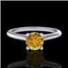 Image 2 : 0.56 ctw Intense Fancy Yellow Diamond Art Deco Ring 18k White Gold - REF-72W3H