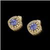 Image 2 : 5.09 ctw Tanzanite & Diamond Victorian Earrings 14K Yellow Gold - REF-152N5F