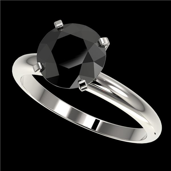 2.50 ctw Fancy Black Diamond Solitaire Engagment Ring 10k White Gold - REF-57G8W