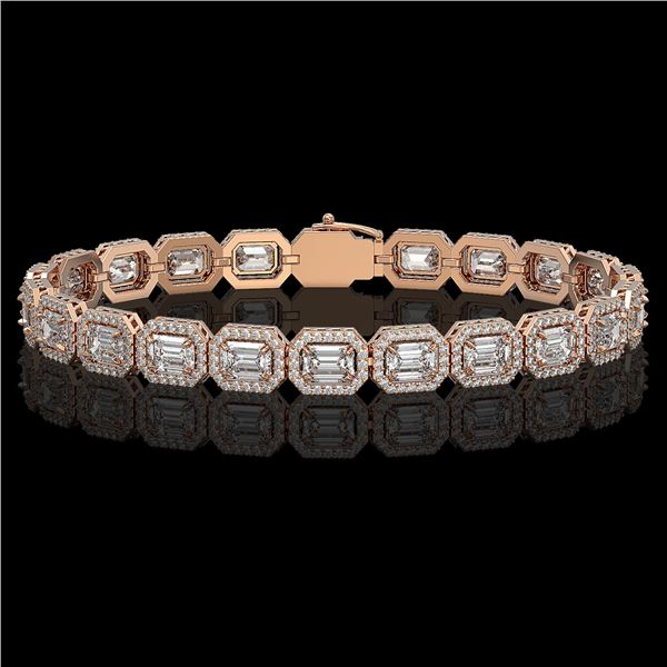 14.57 ctw Emerald Cut Diamond Micro Pave Bracelet 18K Rose Gold - REF-2284K2Y